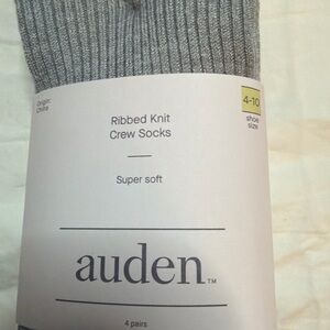 Auden Soft Ribbed Knit Crew Socks in Gray